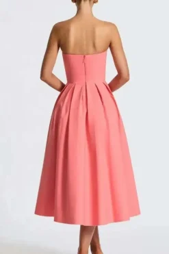 Robe de soirée midi évasée haut bustier