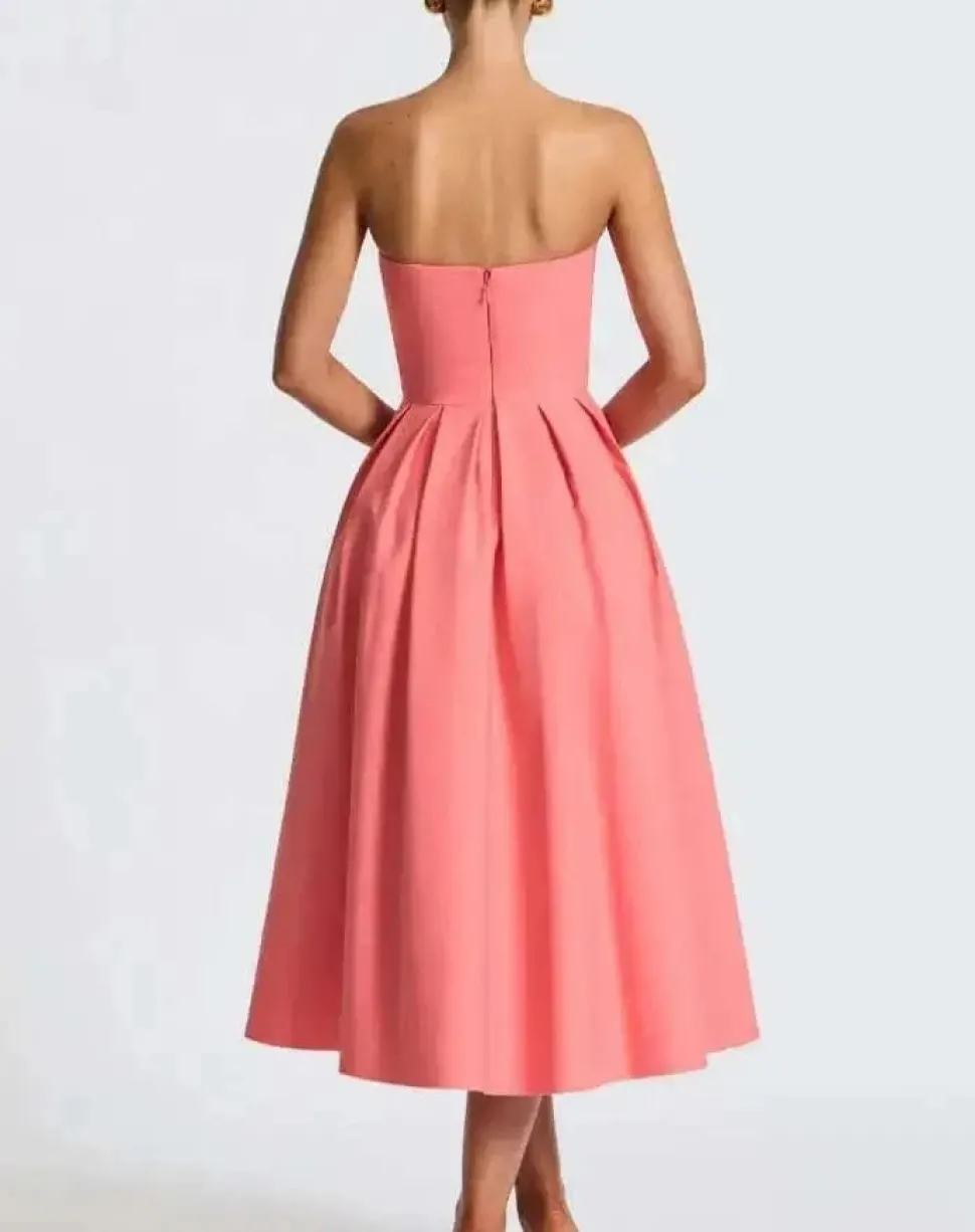 Robe de soirée midi évasée haut bustier