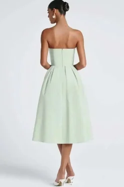 Robe de soirée midi évasée haut bustier