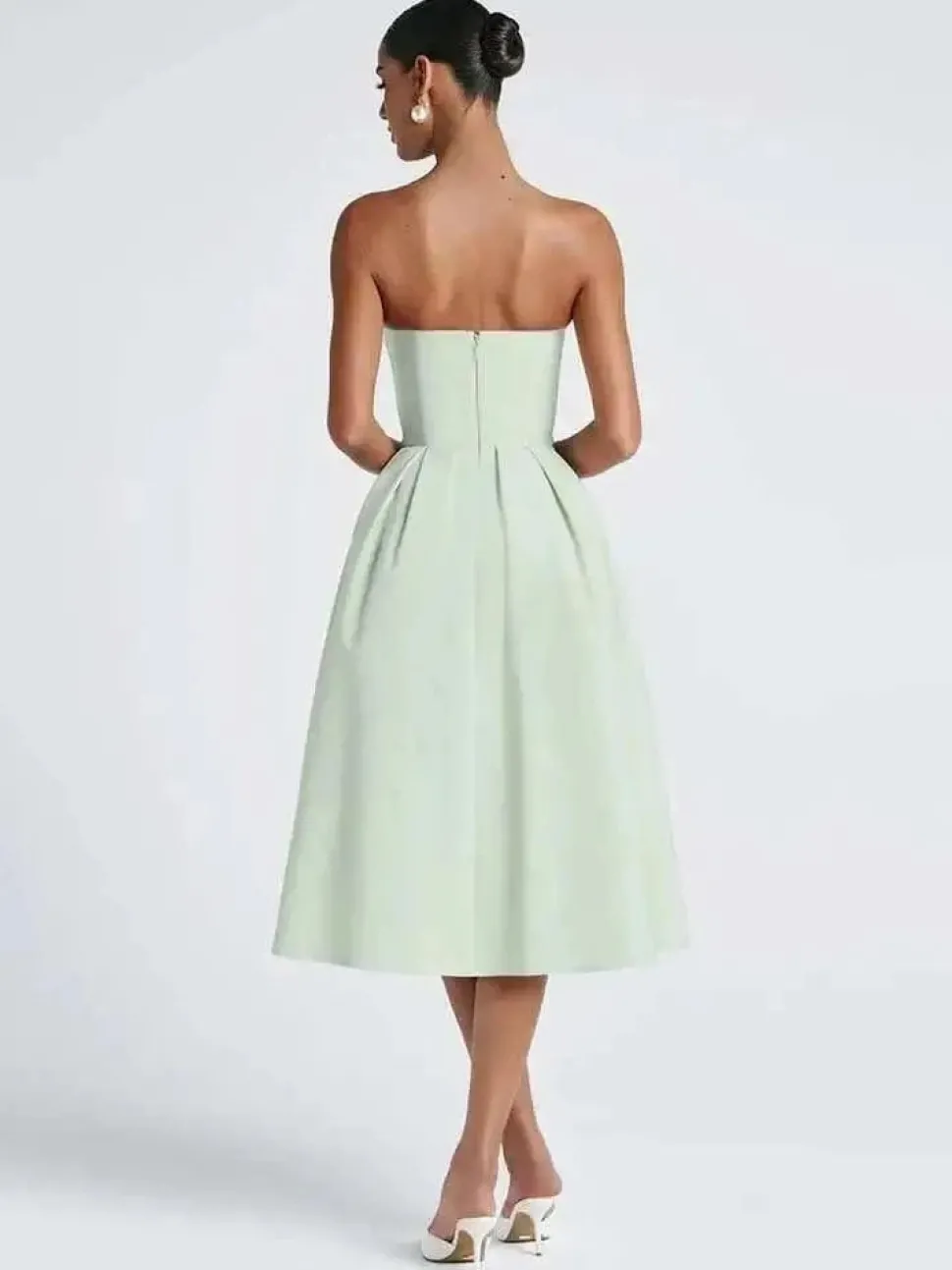 Robe de soirée midi évasée haut bustier