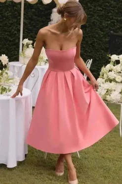 Robe de soirée midi évasée haut bustier