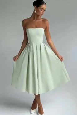 Robe de soirée midi évasée haut bustier