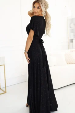 Robe de soirée noire longue fendue chic