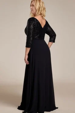 Robe de soirée noire longue à paillettes grande taille
