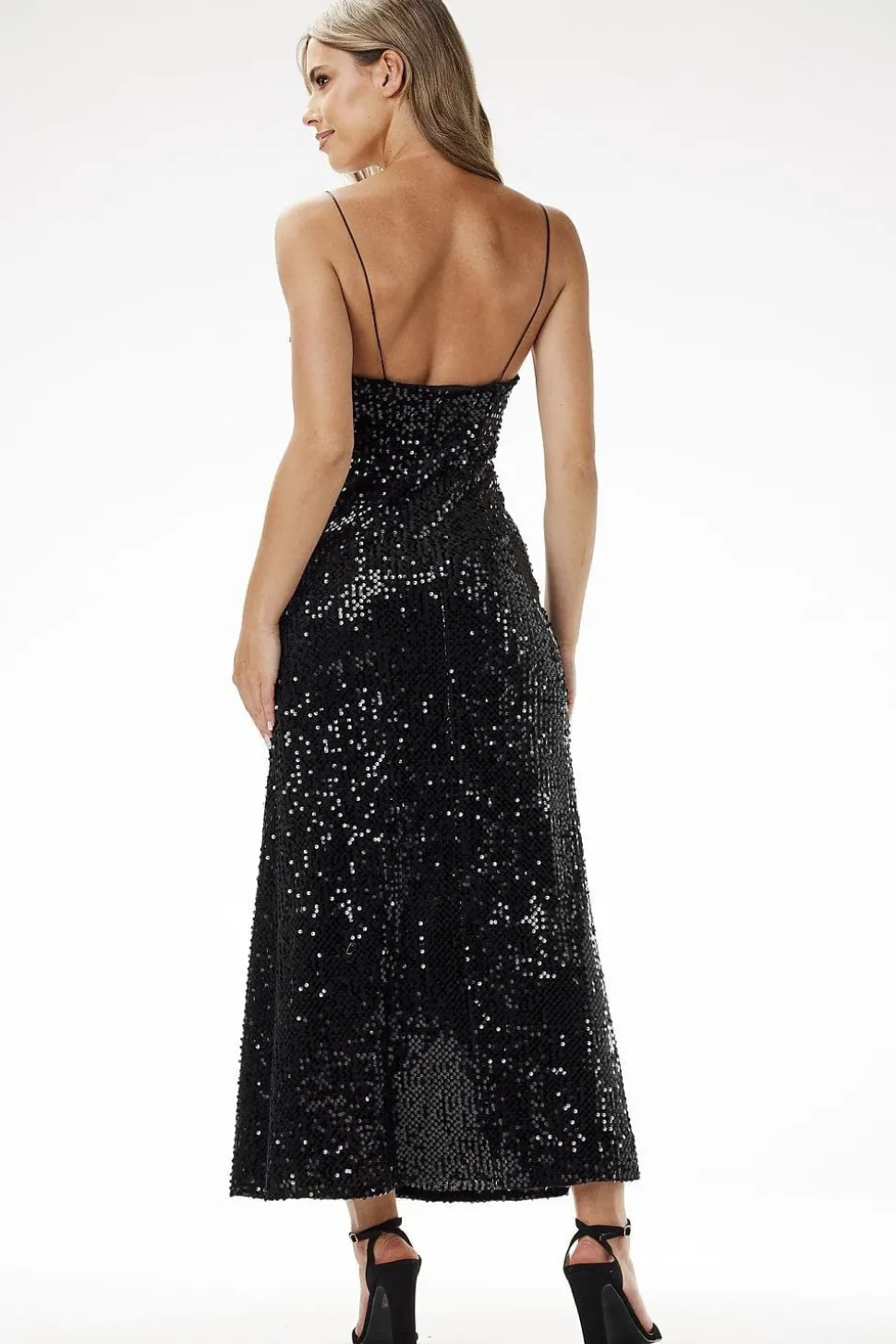 Robe de soirée paillette chic longue bretelles