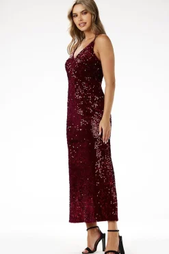 Robe de soirée paillette chic longue bretelles