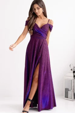Robe de soirée paillette longue fendue