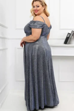 Robe de soirée paillette longue fendue