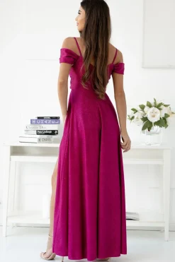 Robe de soirée paillette longue fendue