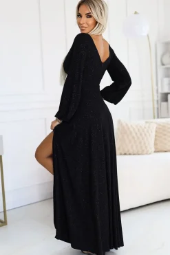 Robe de soirée paillette longue fendue