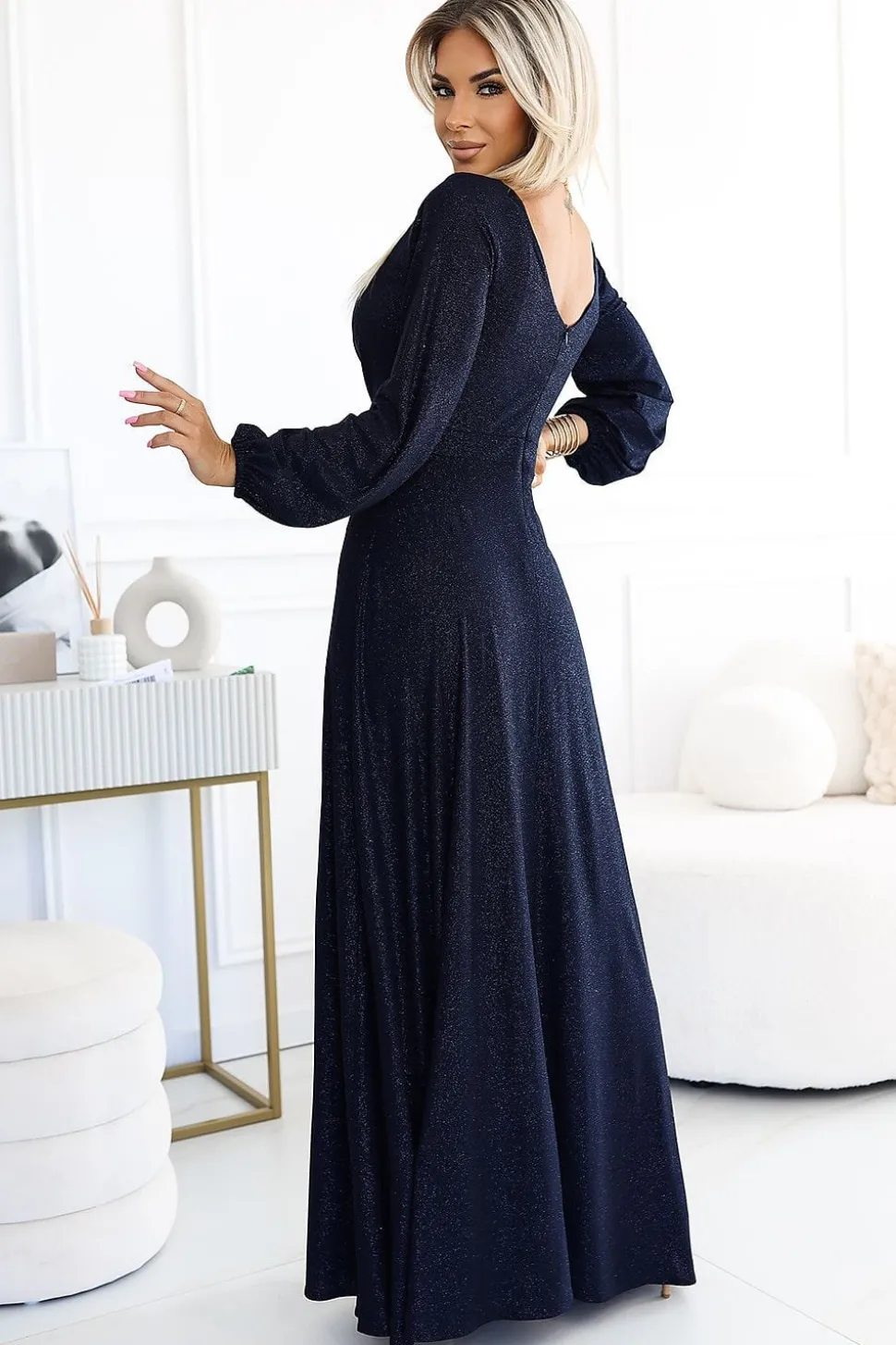 Robe de soirée paillette longue fendue