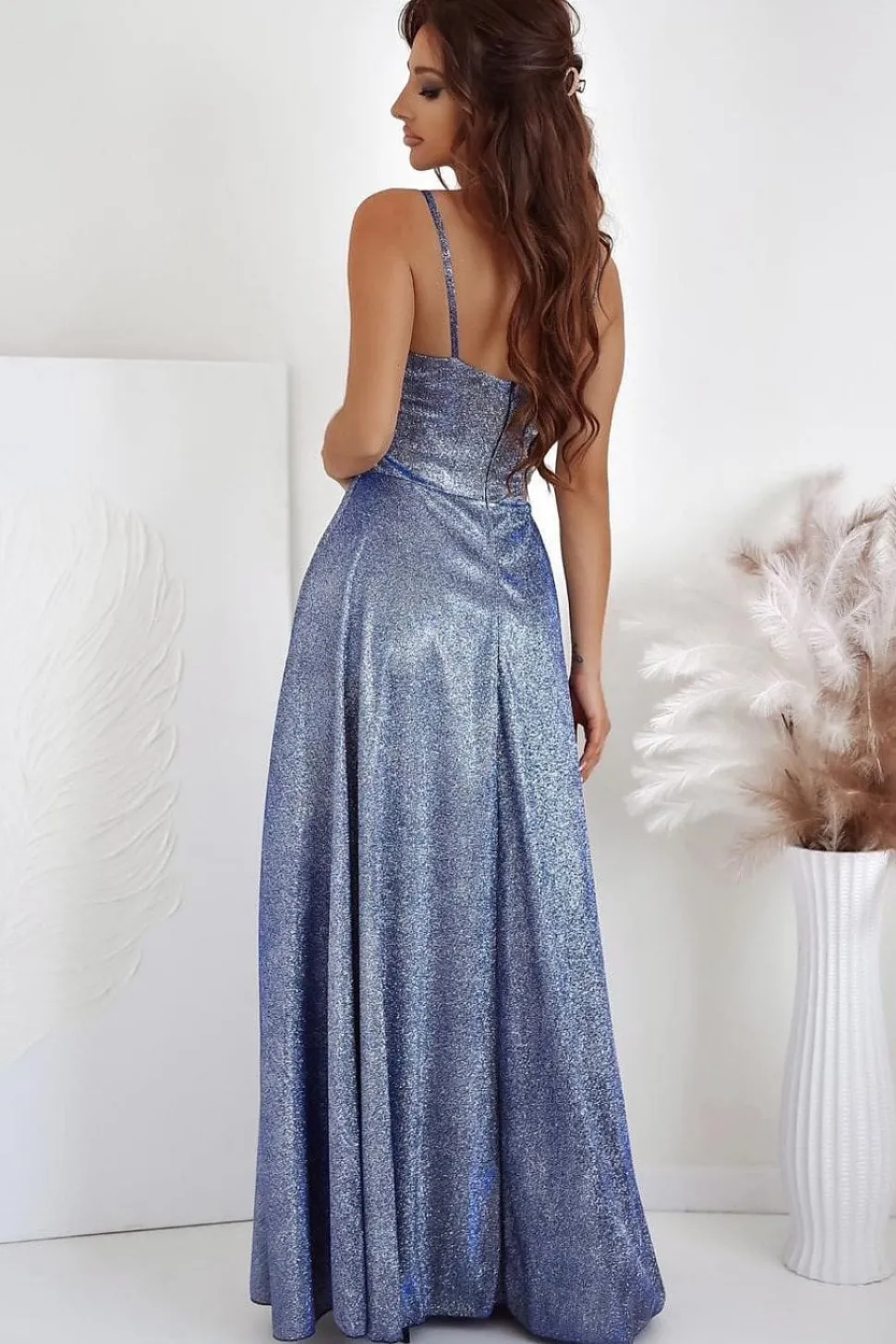 Robe de soirée paillettes longue fendue