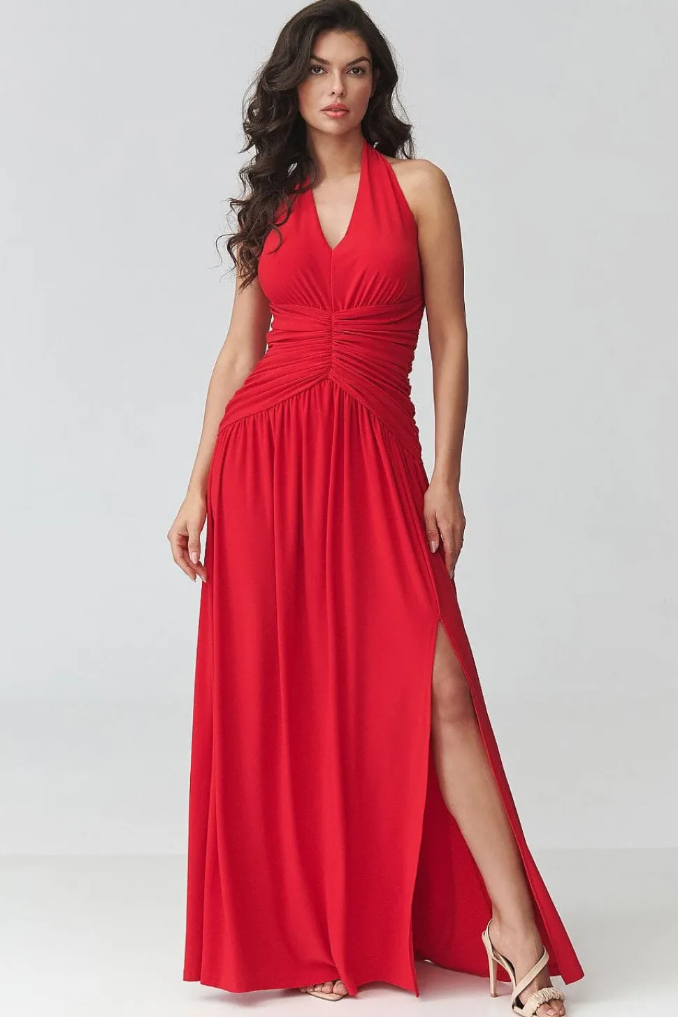 Robe de soirée rouge longue dos nu