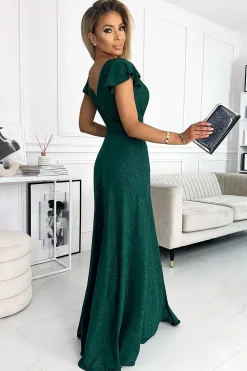Robe de soirée sequin verte longue