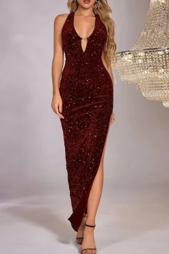 Robe de soirée sexy fendue sequin