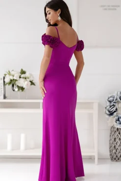 Robe de soirée violette fendue longue chic