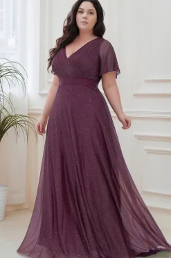 Robe de soirée violette scintillante grande taille