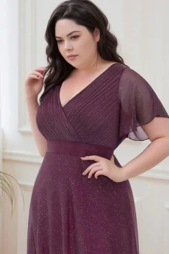 Robe de soirée violette scintillante grande taille