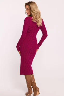 Robe d'hiver midi à motif tricoté géométrique