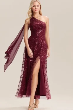 Robe d'invitée au mariage bordeaux une épaule