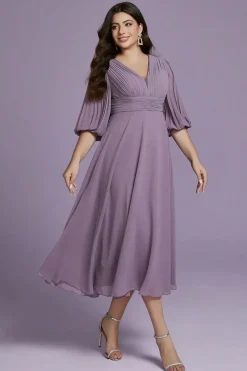 Robe d'invitée au mariage grande taille lilas
