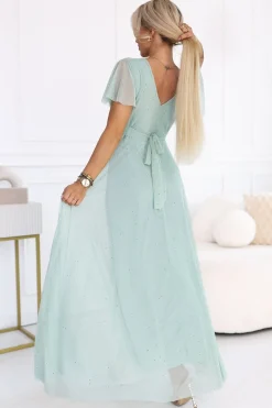 Robe d'invitée au mariage verte pistache