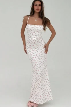 Robe dos nu moulante à imprimé floral