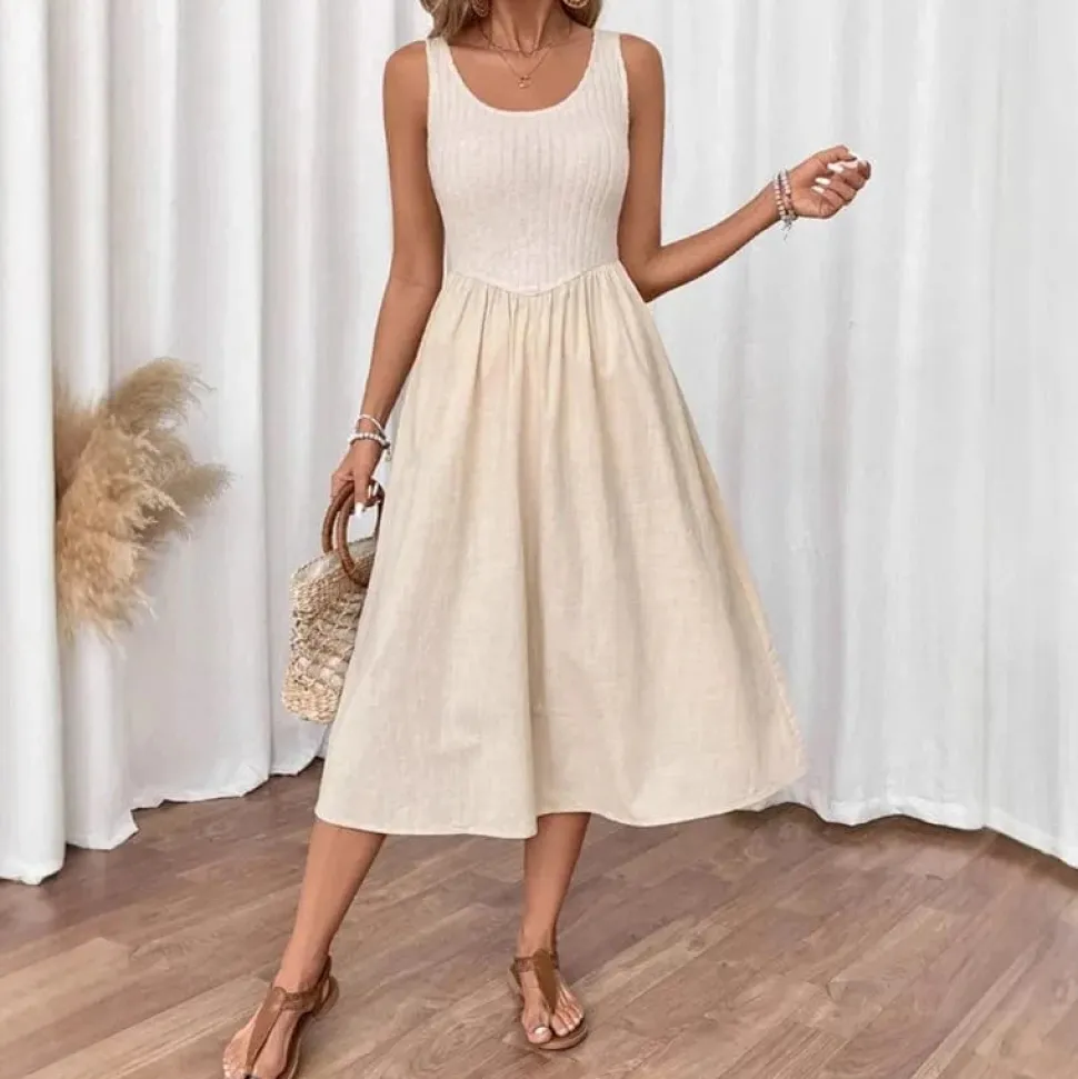Robe d'été beige décontractée sans manches
