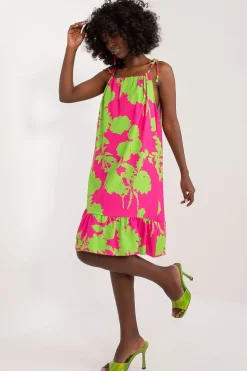 Robe d'été à bretelles rose et verte