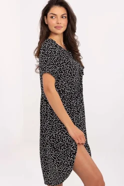 Robe d’été courte fluide à pois noir
