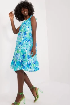 Robe d'été fleurie bleue bretelles
