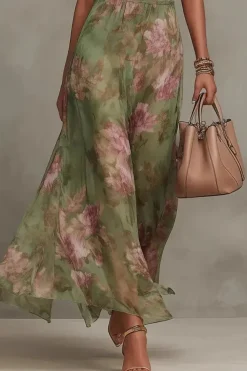 Robe d'été fluide verte à col licou