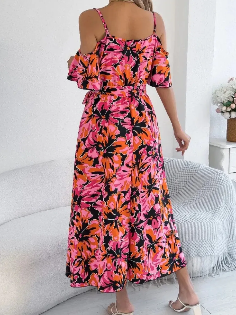 Robe d'été à imprimé floral midi