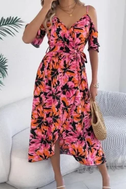 Robe d'été à imprimé floral midi