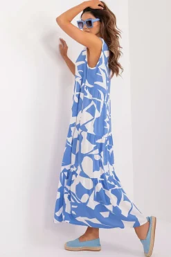 Robe d'été longue bleue sans manches