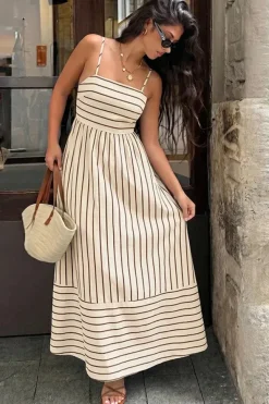 Robe d'été longue à rayures