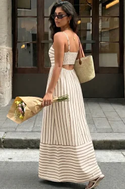 Robe d'été longue à rayures