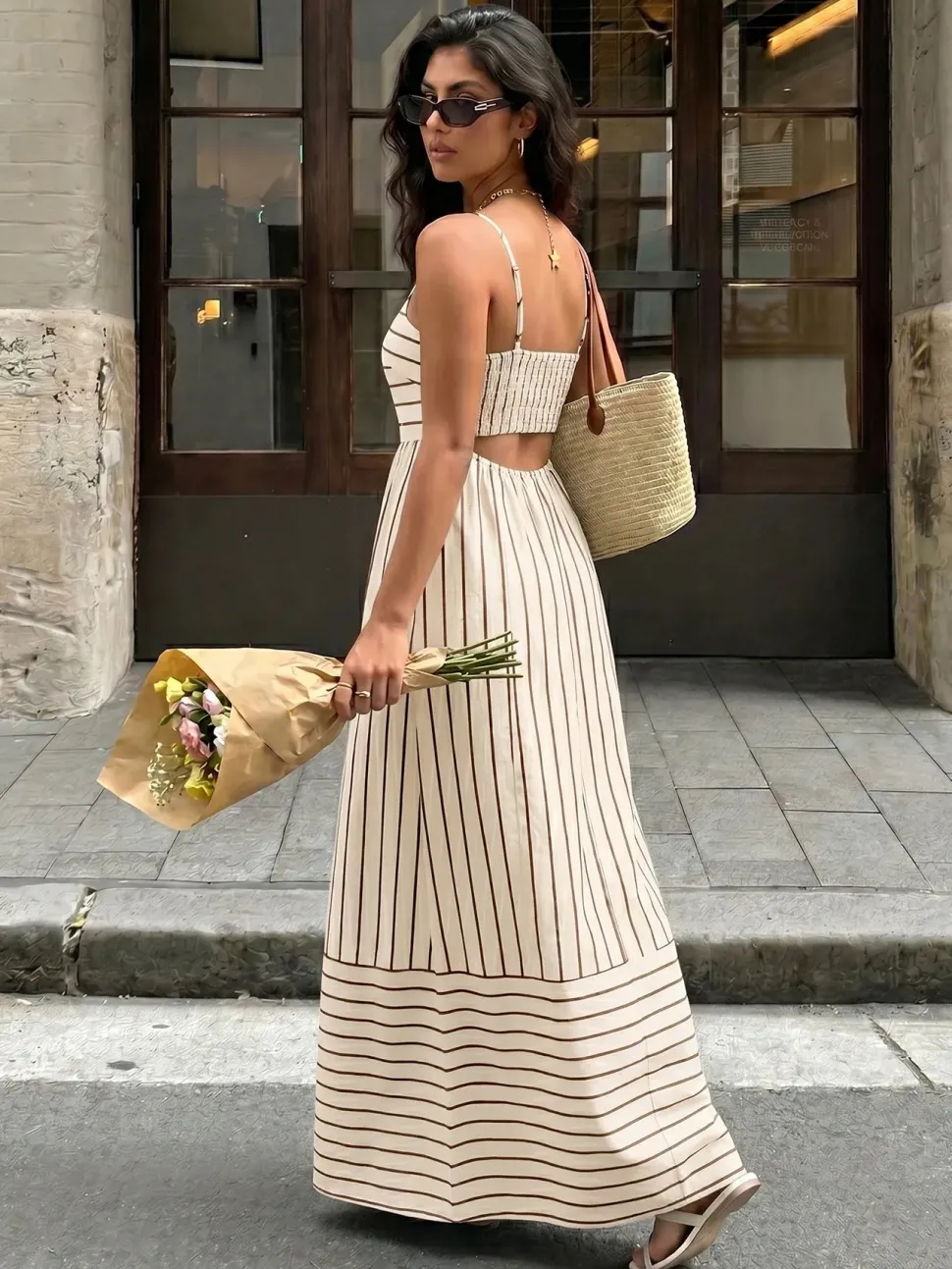 Robe d'été longue à rayures