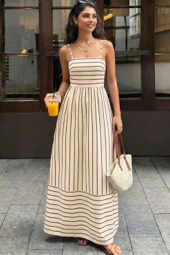 Robe d'été longue à rayures