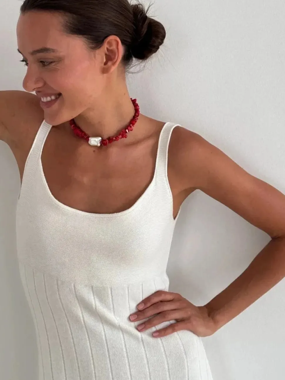 Robe d'été moulante côtelée sans manches