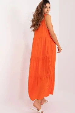Robe d'été orange longue