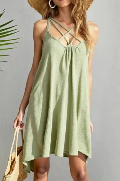 Robe d'été verte ample courte