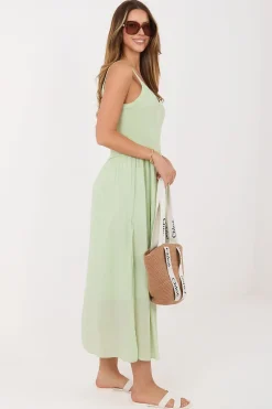 Robe d'été verte longue fluide