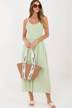 Robe d'été verte longue fluide