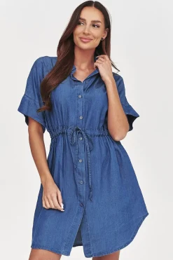 Robe en jean courte manches courtes