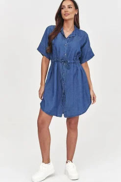 Robe en jean courte manches courtes