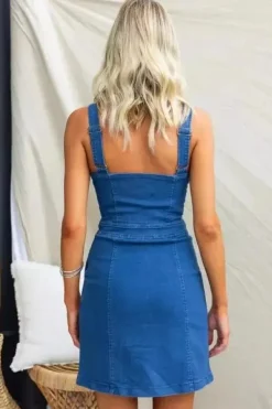 Robe en jean courte zip à l'avant