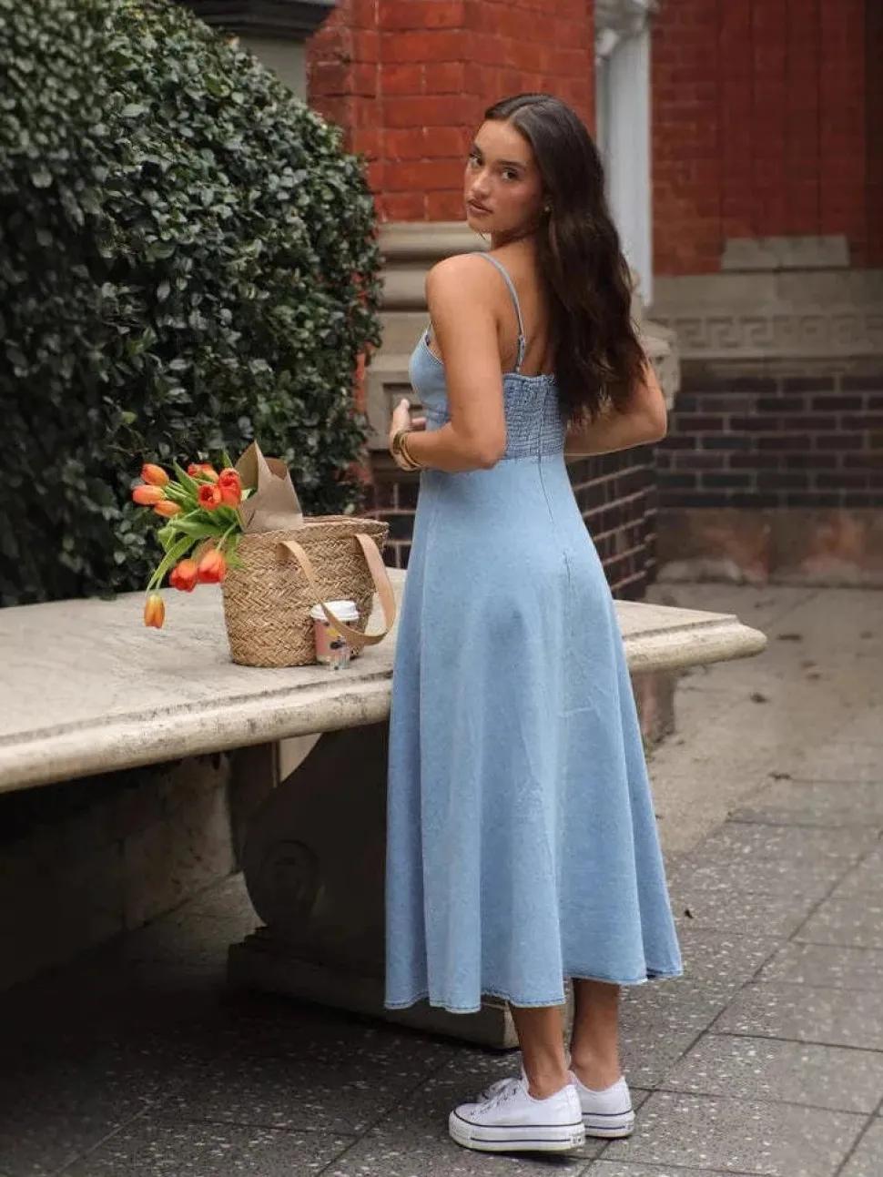 Robe en jean d'été midi casual