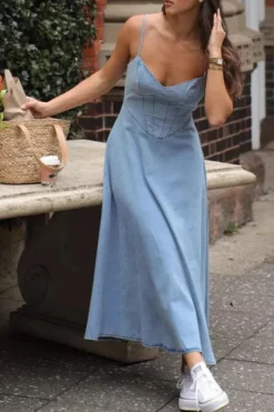 Robe en jean d'été midi casual