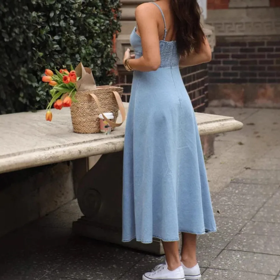 Robe en jean d'été midi casual